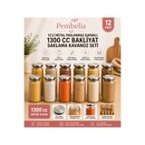 Kitchen Pembelia 12 Adet 1300 ml Vakumlu Metal Kapaklı Cam Bakliyat Erzak Saklama Kavanoz Saklama Kabı