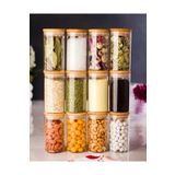 Kitchen Pembelia 12'li 250ml Bambu Vakumlu Kapaklı Baharatlık Seti Baharatlık Kavanoz Takımı-11cmx6cm