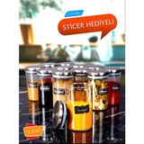 Kitchen Pembelia 12'li Etiketli 250ML Metal Kapaklı Borosilikat Cam Baharatlık - Bakır - 250 ml - 1 Adet