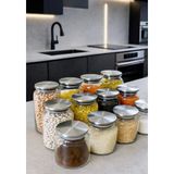 Kitchen Pembelia 12’li Metal Kapaklı Kavanoz Seti Etiketli Bakliyat Baharatlık Erzak Kavanoz Seti Kavanoz Takımı
