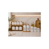 Kitchen Pembelia 14 Parça Porselen Yağdanlık Ve Baharatlık Seti Mutfak Düzenleme Seti Kare Yağlık Baharatlık Kavanoz Set Etiketli
