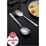 Kitchen Pembelia 2 Adet Pratik 21 cm Paslanmaz Çelik Lüx Servis Salata Kaşığı Spatula-Çelik Yemek Servis Kaşığı - Gri