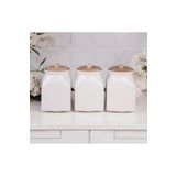 Kitchen Pembelia 3’lü Porselen 750ml Çay Şeker Kahve Kavanozu Bakliyat Kavanoz Seti