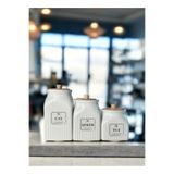 Kitchen Pembelia 3'lu Porselen Çay Şeker Tuz Saklama Kavanoz Seti (3 BOY 1000ML,750ML,500MLKAVANOZ TAKIMI)
