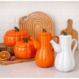 Kitchen Pembelia 4’lü Set 2’li Porselen 1000 ml Yağdanlık Bal Kabak Model ve 2’li Bal Kabak Kavanoz Set