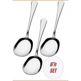 Kitchen Pembelia 6 Adet Gri Paslanmaz Çelik Servis Sunum Kaşığı 21 cm Metal Kaşık Şık Tasarım