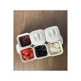Kitchen Pembelia 6’li Lüx Tepsili Ve Kapaklı Porselen Kahvaltı Seti Kahvaltı Takımı
