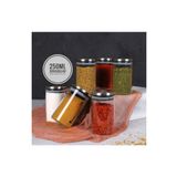 Kitchen Pembelia 6’lı Metal Kapaklı Cam Lüks 250 ml Baharatlık Seti