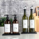Kitchen Pembelia 6'lı Siyah Standlı 2'li Amber CAM750ML Yağdanlık 2'li Amber 500ML Sabunluk Set