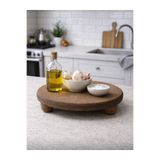 Kitchen Pembelia Akasya Top Ayaklı Yuvarlak Stand Yağdanlık Altlığı Makyaj Organizeri Çok Amaçlı Sunum Tepsisi