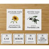 Kitchen Pembelia Ayçiçek Yağı,zeytin Yağı,çay,şeker,tuz,kahve Etiket Yağdanlık Kavanoz Etiketi
