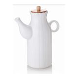 Kitchen Pembelia Bambu Kapaklı Beyaz Porselen 1000 Ml Yuvarlak Papatya Yağdanlık-yağlık