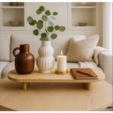 Kitchen Pembelia Bambu Oval Sunum Standı Makyaj,parfüm,yağdanlık,kavanoz Standı Sunumluk Büyük Boy