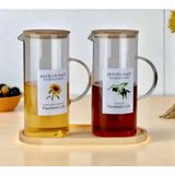 Kitchen Pembelia Bambu Standlı 2’li Borosilikat Cam 1500 ml Büyük Boy Yağdanlık Yağlık Seti