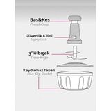 Kitchen Pembelia Büyük Boy Çelik Bıçaklı Üsten Basmalı El Rondosu Soğan Sebze Doğrayıcı
