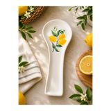 Kitchen Pembelia Limon Desenli Seramik Kirli Kaşıklık-Tezgah Üstü Kepçe Kirli Kaşık Altlığı El yapımı Özel Tasarım Kaşıklık Kaşık Altlık Düzenleyici