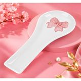Kitchen Pembelia Pembe Fiyonk Desenli Seramik Kirli Kaşıklık-Tezgah Üstü Kepçe Kirli Kaşık Altlığı El Yapımı Özel Tasarım Kaşıklık