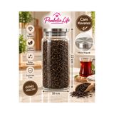 Kitchen Pembelia Tekli Metal Kapaklı Cam 1300 cc Bakliyat Çay Şeker Kahve Erzak Saklama Kavanozu