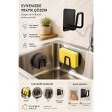 Kitchen Smile Siyah Yapışkanlı Bulaşık Süngeri Tutucu Evye Düzenleyici Süngerlik 1 Adet