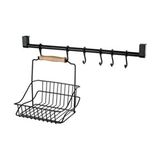 Kitchen Store Ferforje Metal Sepet Askı Ve Kanca Set Siyah