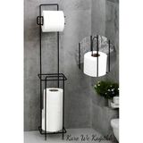 Kitchen Store Kare Ayaklı Wc Kağıtlı Yedek Kağıt Hazneli Orta Tutucu Bölmeli Tuvalet Kağıtlığı Siyah