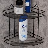 Kitchen Store Siyah 2 Katlı Banyo Köşeliği Şampuanlık Köşelik Banyo Rafı Düzenleyici Raf