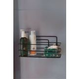 Kitchen Store Yapışkanlı Banyo Düzenleyici Şampuanlık Duş Rafı Mat Siyah Tek Katlı Organizer
