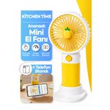 Kitchen Time Ananas Tasarım 3 Kademeli Sessiz Mini El Masa Fan Vantilatör Turbo Üfleme Kademe Taşınabilir Fan