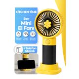 Kitchen Time Sarı Çiçek Tasarım 3 Kademeli Sessiz Mini El Masa Fan Vantilatör Turbo Üfleme Kademe Taşınabilir Fan