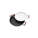 kitchen trend 2'li Ahşap Kulplu 37 cm Siyah Ve 30 cm Beyaz Tepsi Çay Kahve Sunum Tepsisi