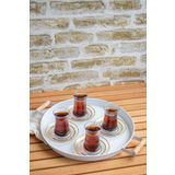 kitchen trend 30 Cm Ahşap Kulplu Metal Tepsi Çay Tepsisi Kahve Tepsisi Sunum Tepsisi