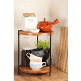 kitchen trend Justwood 2 Katlı Yuvarlak Metal Stantlı Mutfak Rafı Tezgah Üstü Düzenleyici Organizer