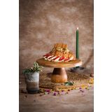 kitchen trend Justwood Lucca 25 Cm Ahşap 10 Cm Ayaklı Yuvarlak Pasta Sunum Servis Tabağı