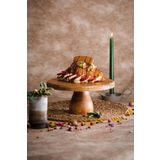 kitchen trend Justwood Lucca 29 Cm Ahşap 12 Cm Ayaklı Yuvarlak Pasta Sunum Servis Tabağı