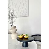 kitchen trend Justwood Lucca Siyah 25 Cm Ahşap 10 Cm Ayaklı Yuvarlak Pasta Sunum Servis Tabağı