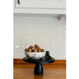 kitchen trend Justwood Lucca Siyah 29 Cm Ahşap 12 Cm Ayaklı Yuvarlak Pasta Sunum Servis Tabağı
