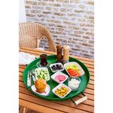 Kitchen Trend Metal Yeşil Ahşap Kulplu Yuvarlak Tepsi 45 cm