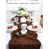 Kitchen Vogue Bohem Dekoratif Runner Masa Örtüsü | Düğün, Parti, Söz, Nişan, Özel Gün Dekorasyonu Sofra Süslemesi - Acı Kahve - 90 x 180 cm