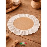 Kitchen Vogue Bohem Yuvarlak Hasır Supla | Doğal Keten Fırfır Kenarlı Jüt Amerikan Servis Çeyiz Bohça Ev Hediyesi - 35 x 35 cm