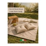 Kitchen Vogue Yastıklı Piknik Masa Örtüsü Seti Minderli Pötikare Piti Kareli Bahçe Balkon Kamp Sofra Bezi