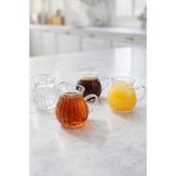 Kitchen Way 4’lü 200 ML Borosilikat Kulplu Çizgi Desenli Cam Bardak Seti Isıya Dayanıklı Şeffaf KW-727