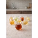 Kitchen Way 8’li 200 ML Borosilikat Kulplu Çizgi Desenli Diamond Cam Bardak Seti Isıya Dayanıklı Şeffaf KW-728