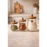 Kitchen Way Akasya Conta Kapaklı Kavanoz Baharatlık Seti KW-1160 Series