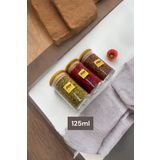 Kitchen Way Bambu Conta Kapaklı 3 Lü Cam Kavanoz Set 125ML Borosilikat Baharat Erzak Saklama Seti KW-374