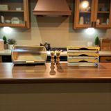 Kitchenboost Bambu ekmeklik ekmek dolabı - streç flim folyoluk tuzluk karaberlik 4 lü set