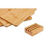 Kitchenboost Bambu Standlı 3 Lü Kesme Sunum Tahtası Seti- Bambu Sunumluk Kahverengi