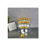 kitchenboost Basic cam tuzluk - 12 li tuzluk biberlik baharatlık bambu kapaklı 90 ml.etiketli