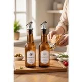 Kitchenboost Cam yağlık - 2 li pratik kapaklı yağlık 350 ml. yağdanlık