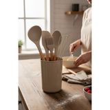Kitchenboost Elegant 5 Parça Silikon Servis Seti Takımı Siyah Kaşıklık Standlı