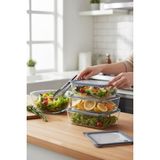 Kitchenboost Silikon Vakumlu Cam Kapaklı Cam Saklama Kabı 3 Boy 700-1400-2600 Ml. - 1,2 lt - Gri